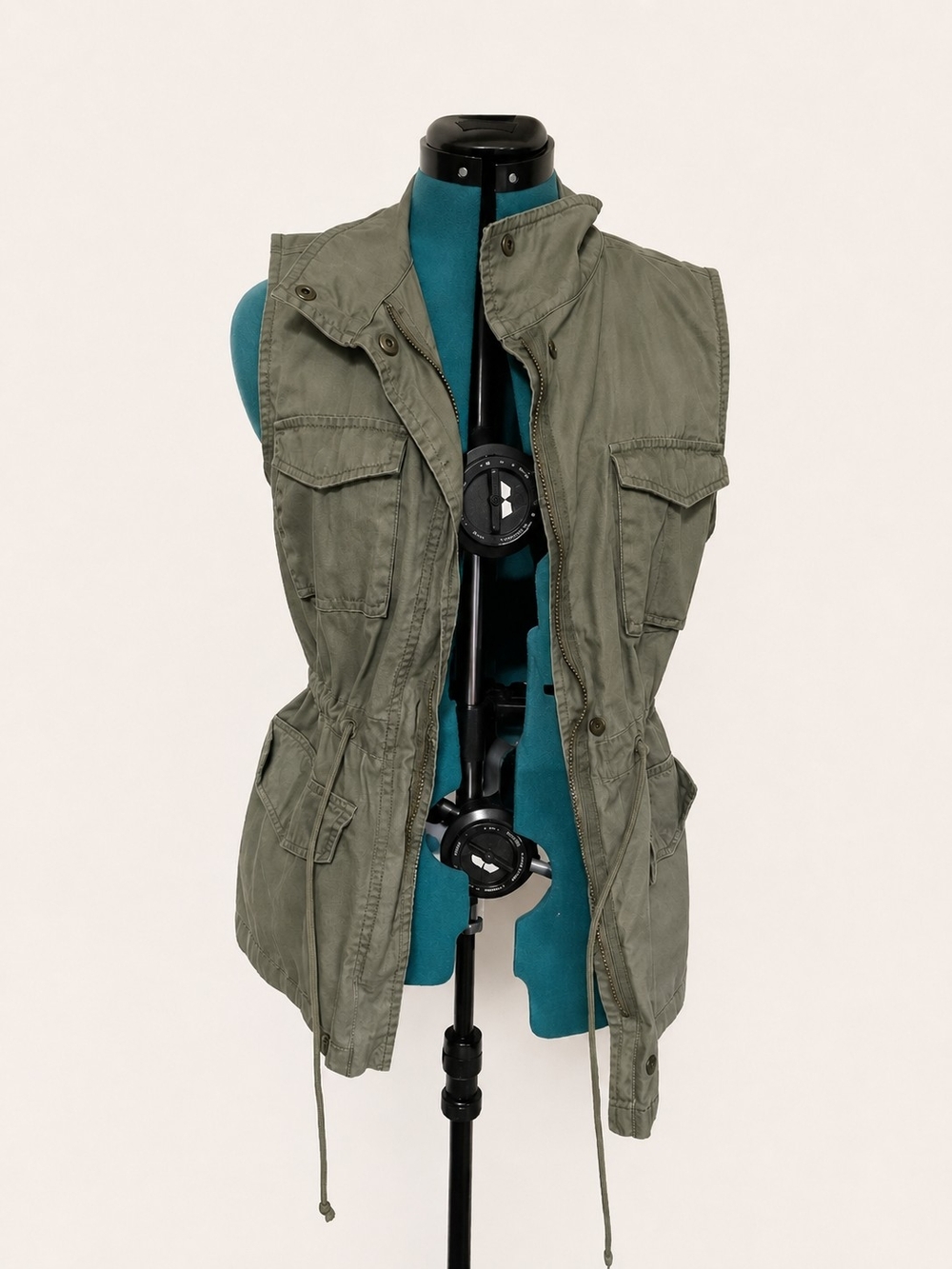 Old Navy Olive Green Drawstring Utility Vest